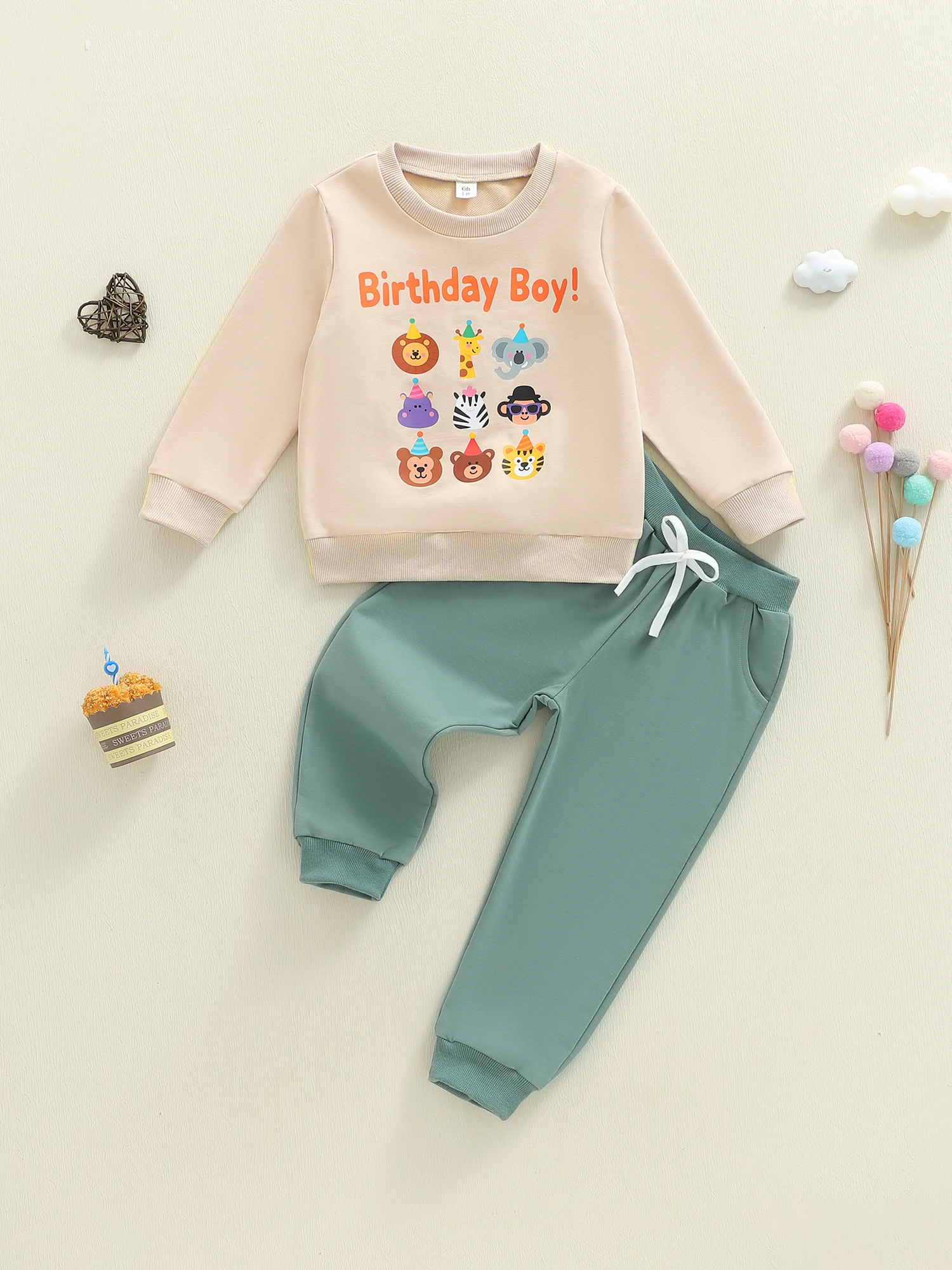 Toddler Girl 2 Piece Outfits Unicorn Rainbow Print Long Sleeve Crew Neck Tops and Elastic Waist Pants Set for Birthday Party