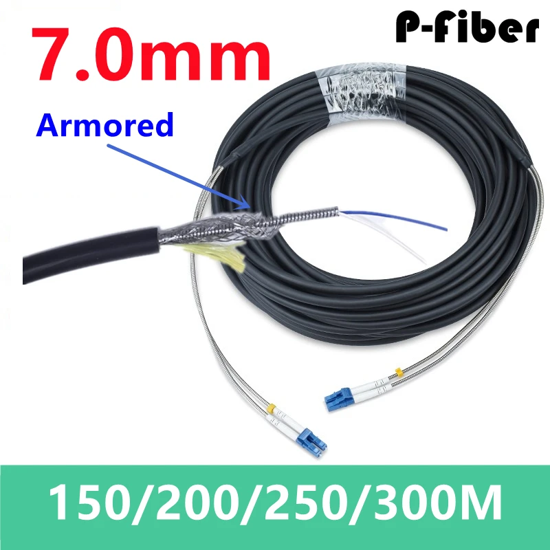 

7.0mm Armored jumper 2 cores 150m 200m 250m 300m outdoor fiber optic patchcord 2C CPRI LC SC FC ST APC waterproof FTTH ELINK