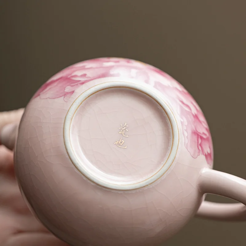 180ml Antique Powder Ru Kiln Teapot Retro Peony Flower Xi Shi Pot Tea Maker Kettle With Ball Hole Filter Chinese Teaset Supplies