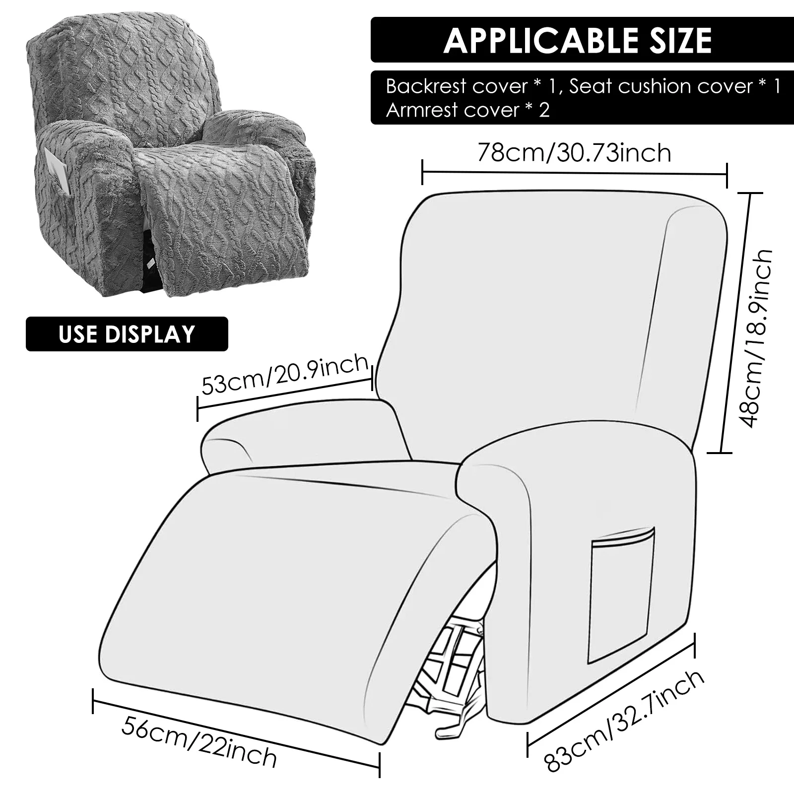 4Pcs/Set Recliner Chair Cover Polyester Elasticity Single Sofa Cover Full package Thickened Recliner Protector Home Decoration