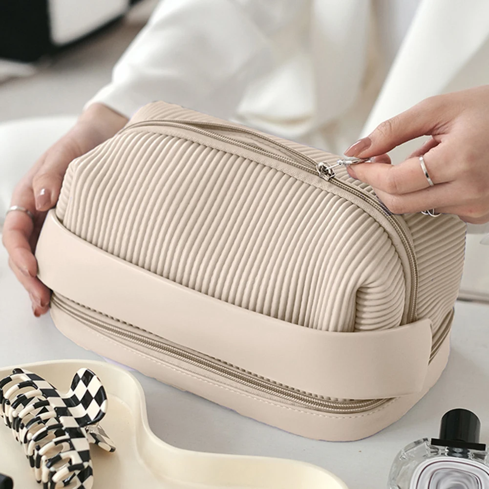 Double Layer Toiletry Bag Multi-function Beauty Bag Large Capacity Cosmetic Bag Fashion Makeup Tool Pouches for Weekend Vacation