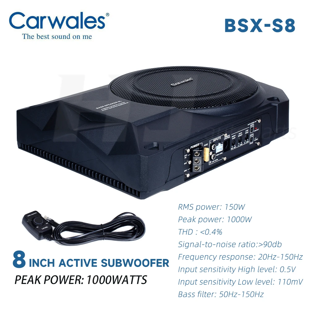 アクティブ8インチカーベーススピーカー,サブウーファー,アンプ付き