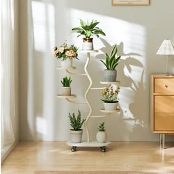 Light Luxury Floor Stand For Flowers Multi-layer Plant Shelves Universal Mobile Storage Shelf Living Room Metal Rack For Plants