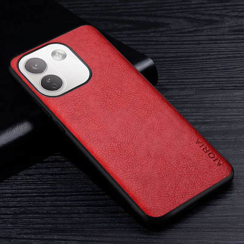 Luxury Leather Business Style Retro Litchi Pattern Back Cover