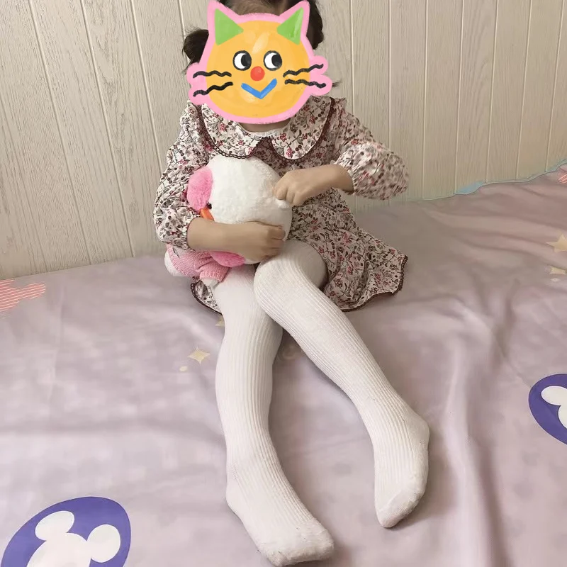 Children tights Baby Autumn Winter Ribbed Stockings Cotton Warm Pantyhose Solid Candy Color