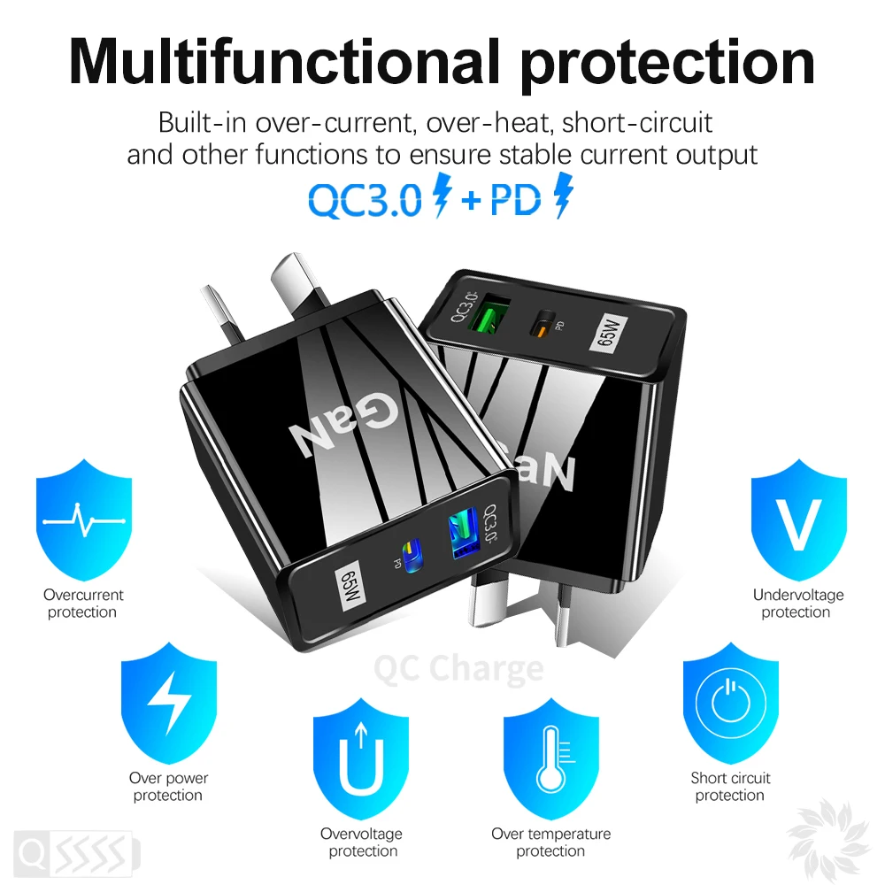 PD QC3.0 AU Plug USB Charger for Australia Mobile Phone Charger For iPhone For Samsung For Xiaomi 2 Port Fast Wall Chargers