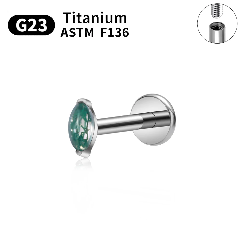 ASTM F136 Titan Funkelnder Marquise CZ Eingelegter Innengewinde-Ohrstecker Set Lippenring Tragus Schmuck Helix Piercing Schmuck Großhandel – Detail 8