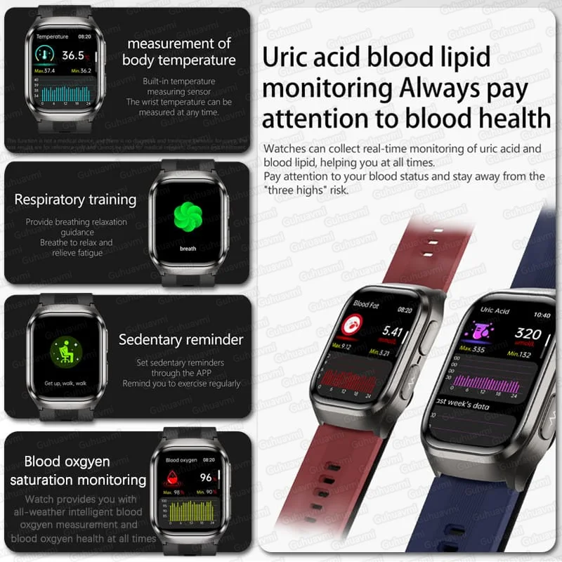 2025 AI Diagosis ECG Health Smart Watch Men Blood Pressure Lipid Uric Acid NFC Air Pump Airbag Health Smartwatches Women For IOS 5