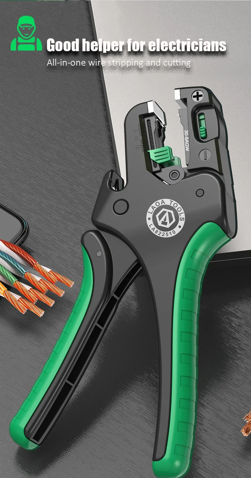 LAOA Manueller Abisolierer, Multifunktions-Abisolierer für Elektriker, Abisolierer, Drahtschneider, Glasfaser-Drahtzange – Detail 13
