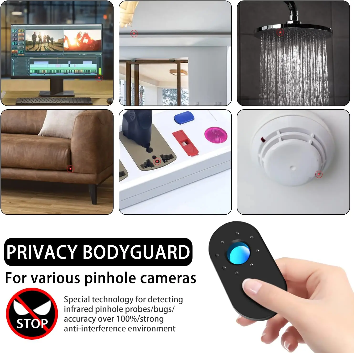 Camera Detector Anti-Sneak Photo and Anti-Monitoring for Hotel Bathroom Scan Camera Personal protection in hotel accommodatio