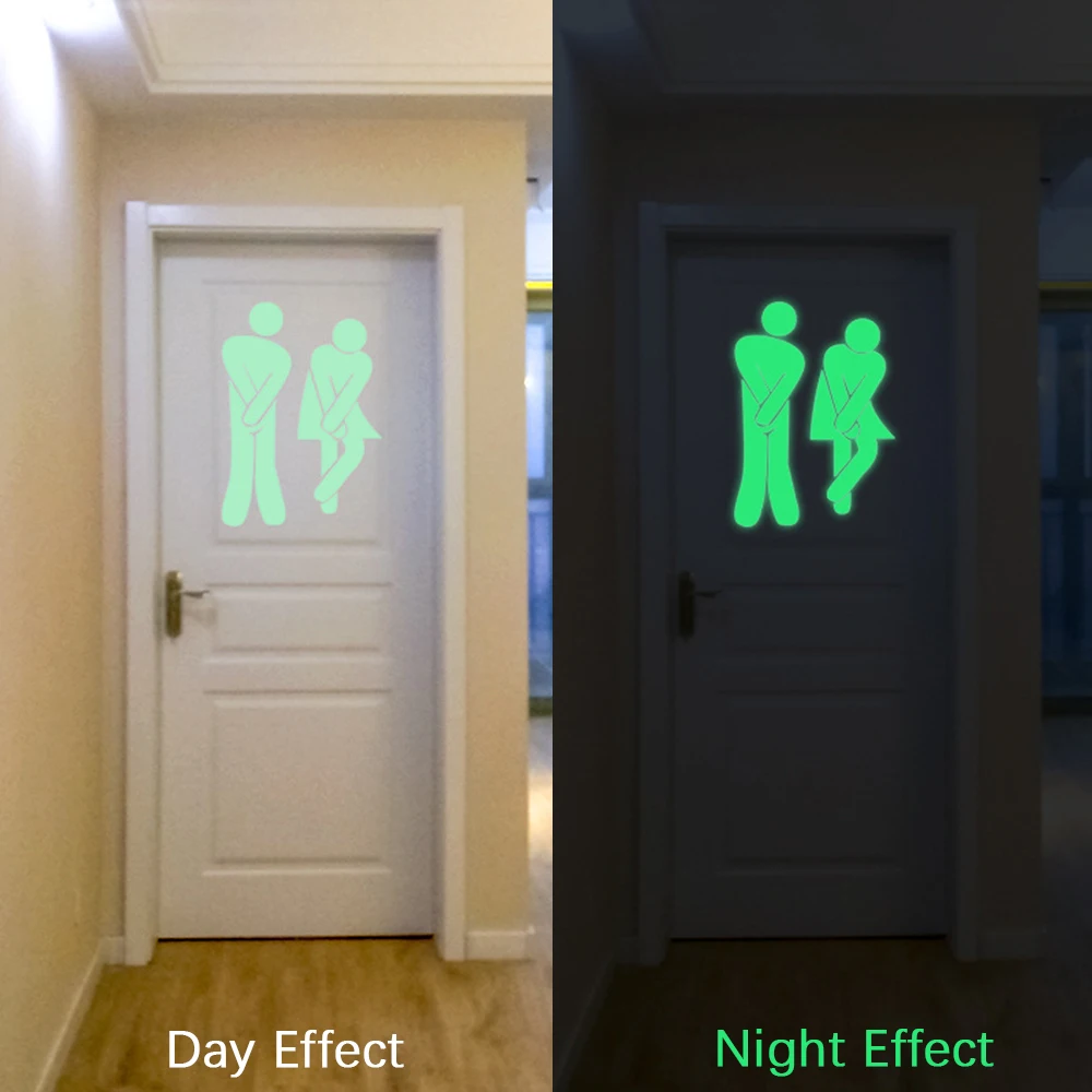 Luminous Toilet Stickers Bathroom Sign Stickers Funny Face Letter Glow Bathroom Wc Accessories Home Decoration Supplies vinyl stickers toilet stickers toilet wall stickers toilet seat stickers