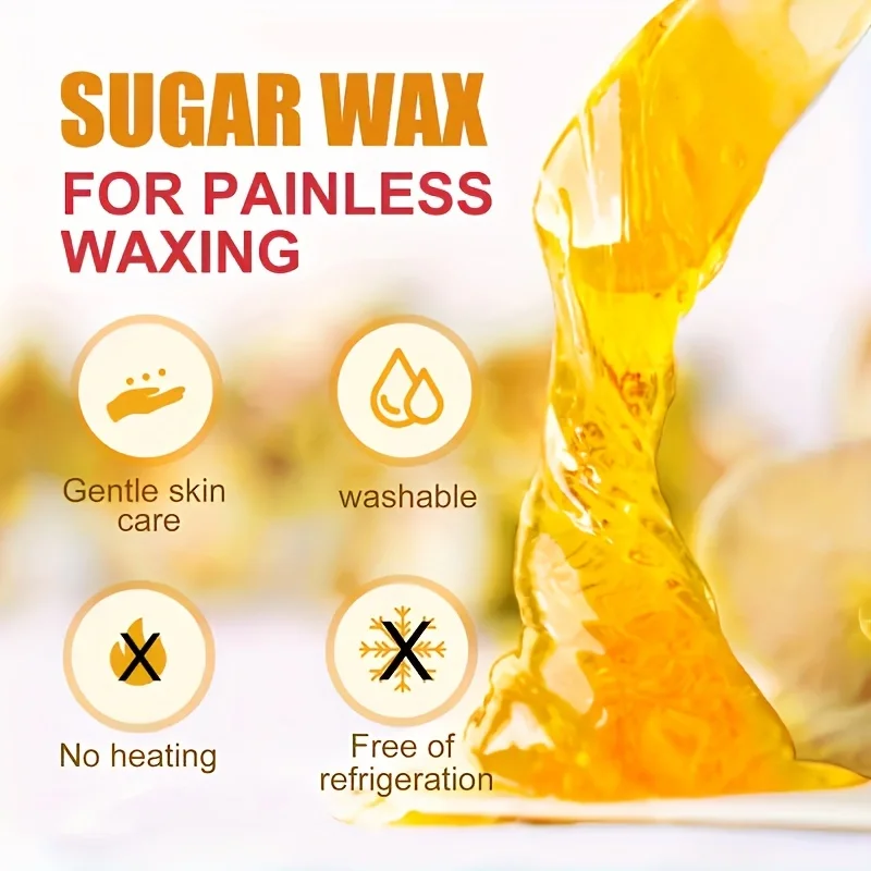 Viilife Depilatory Wax Hair Removal Sugaring Cold Sugar 120g Kit Natural Painless For Arm Leg Facial Underarm 2