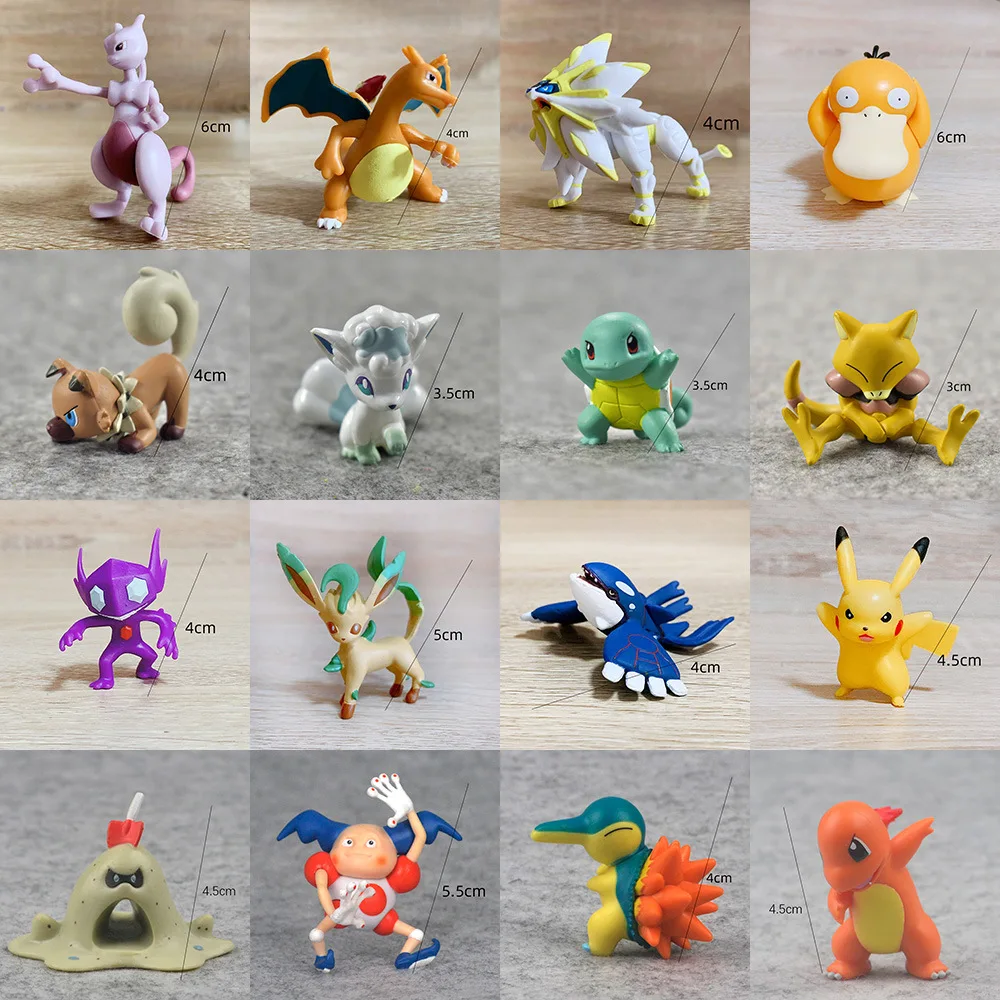 4-6cm Tomy Pokemon Anime Action Figure Dolls Charmander Popplio Litten Pikachu Rowlet Treecko Eevee Fennekin Greninja Kids Toy | Игрушки и