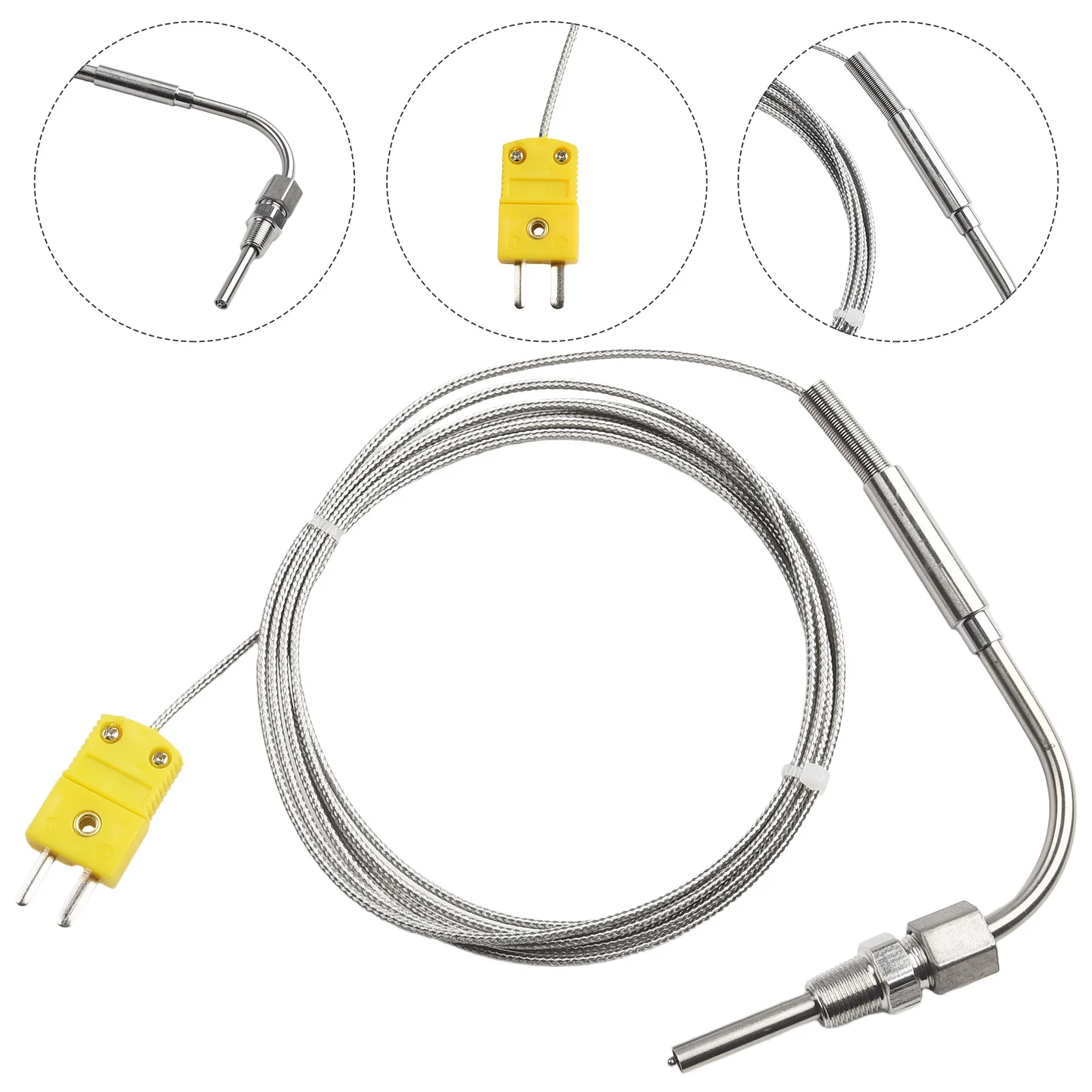 

K-Type Thermocouple Exhaust Probe High Temperature Temp Sensor Probe Connector Threads 2M EGT Temperature Controller Tools