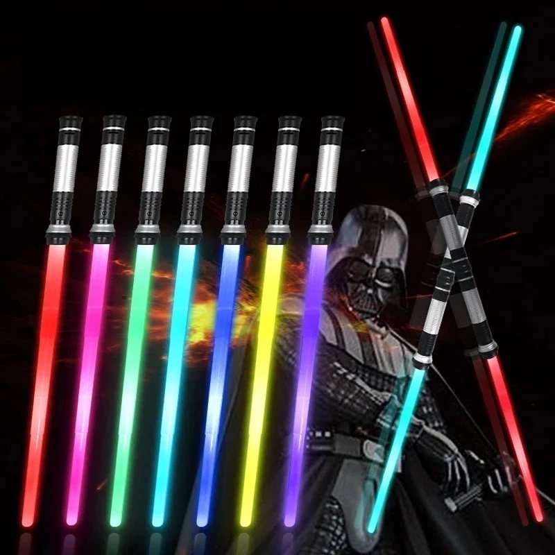 

2PCS Flashing Lightsaber Laser Double Sword Toys Sound Light for Boy Girls Laser Flash Lightstick Glow in the dark Dropshiping