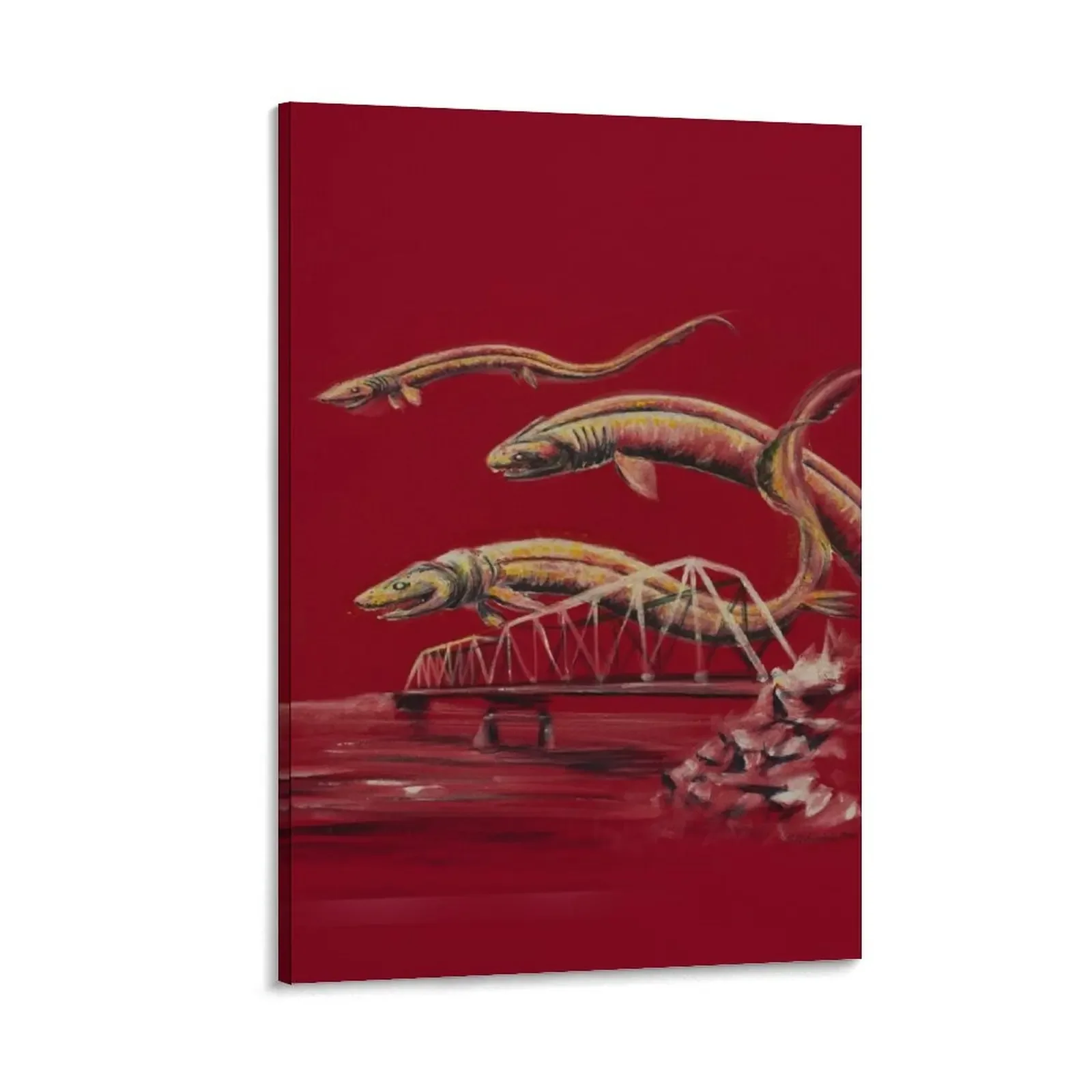 

frilled sharks over the train bridge Canvas Painting pictures for wall bedroom decor home decoration accessories