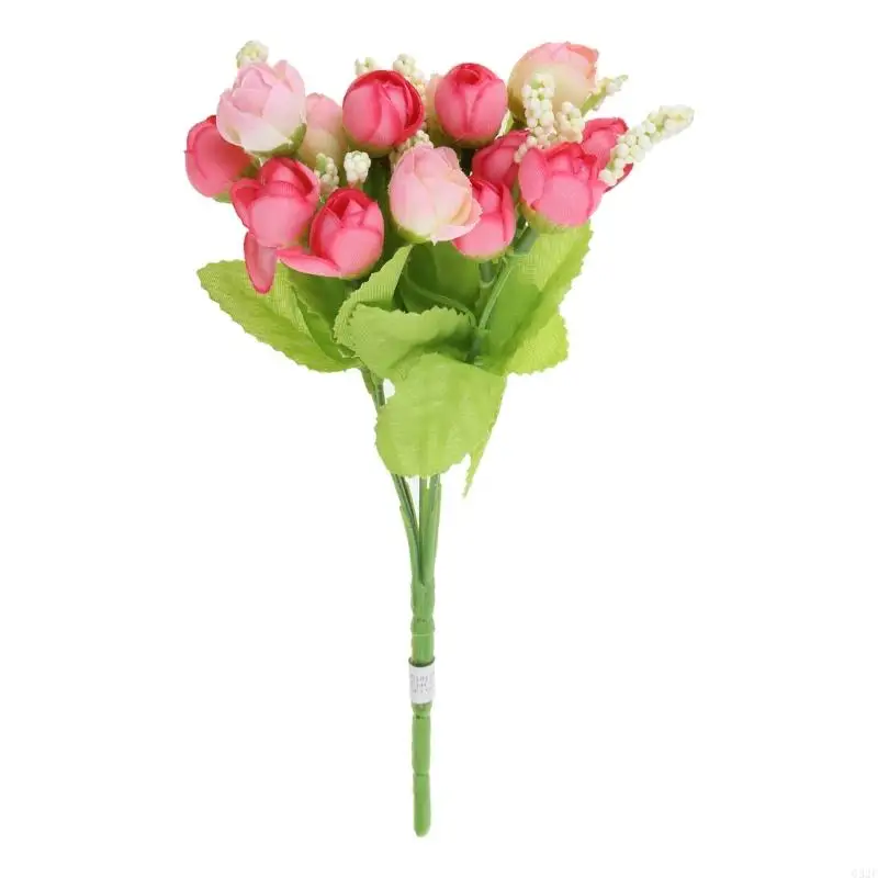G32F 15 for Head Rose Fake Silk Flower Leaf Artificial Home Wedding Decor Bridal Bouq