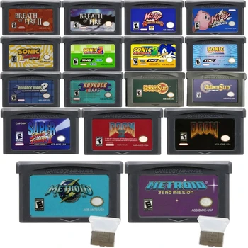 Cartucce di Gioco Classiche GBA: Kirby Wars, Golden Sun, Street Fighter, Doom, Metroid per Advance GBA SP, Collezione di Videogiochi Retro, Regalo
