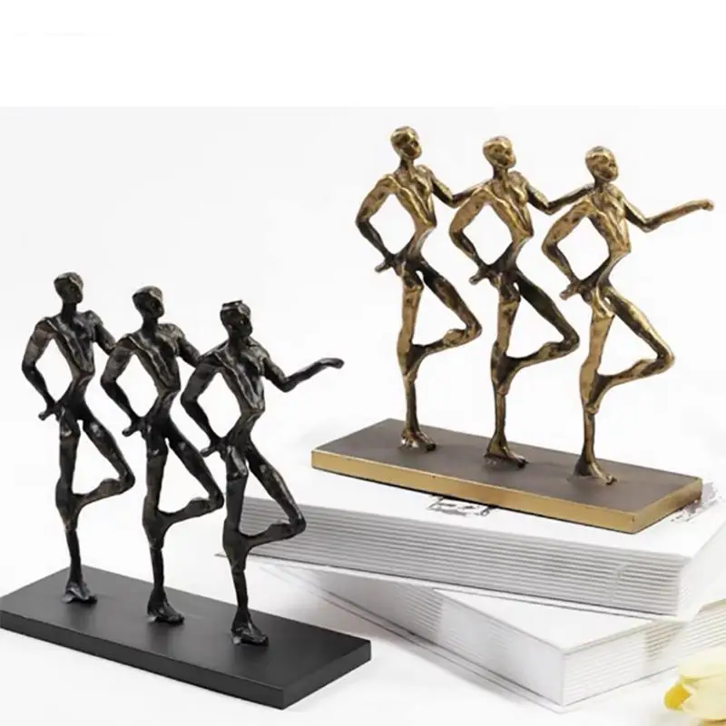 

Three People Black Character Metal Sculpture Desk Decoration Ornaments Creative Alloy Crafts Minimalist Abstract Figures Statue