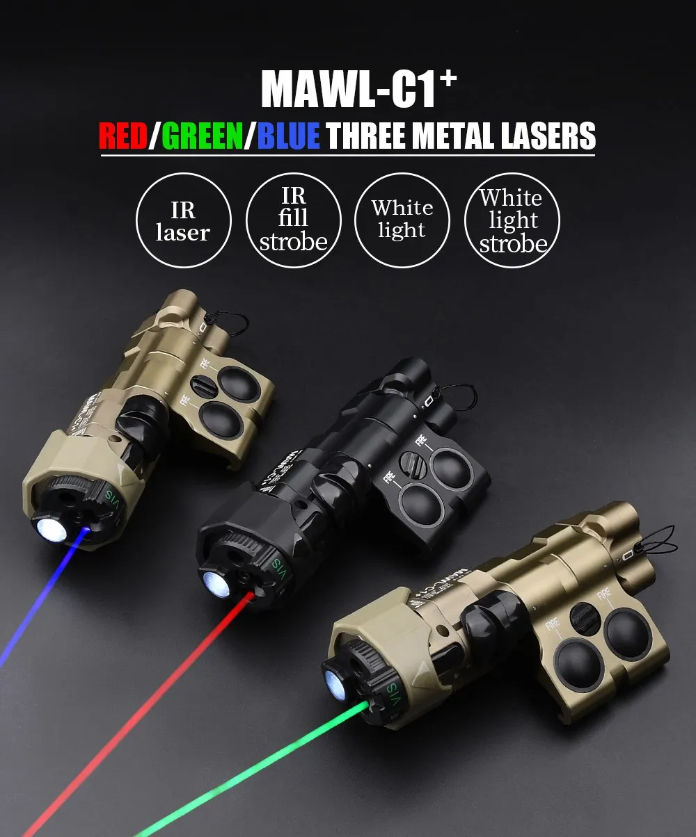 Tactical Metal Upgraded MAWL-C1 Red Green Blue IR Laser White Led