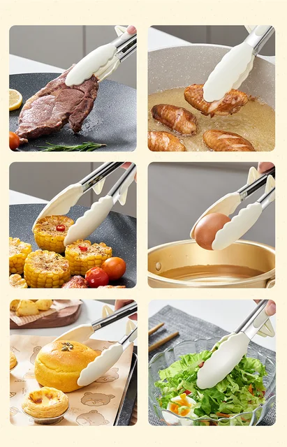 GIANXI Silicone Steak Clip High Temperature Resistant Stainless Steel Clip  Barbecue Food Tongs Kitchen Accessories