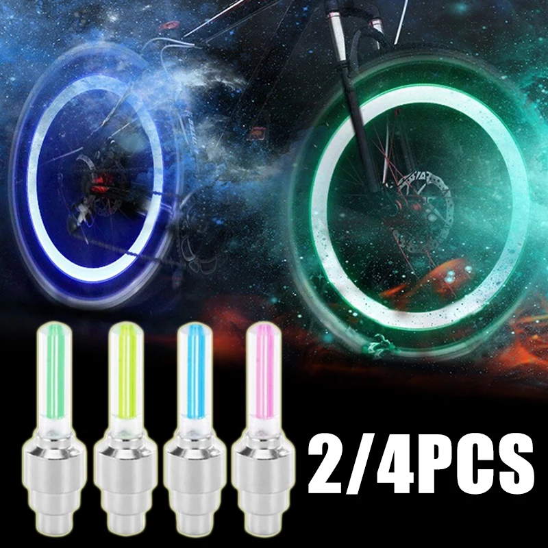 2/4 Pz/Lotto Tappi Valvola Moto Colorati Lampade A Led Night Safe Ruota Di Guida Mozzo Pneumatico Luce Al Neon Accessori Per Pneumatici Moto Universal