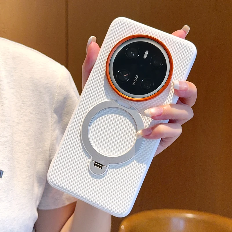 Luxury PU Leather Rotating Stand Case with Magsafe and Magnetic Shockproof Cover