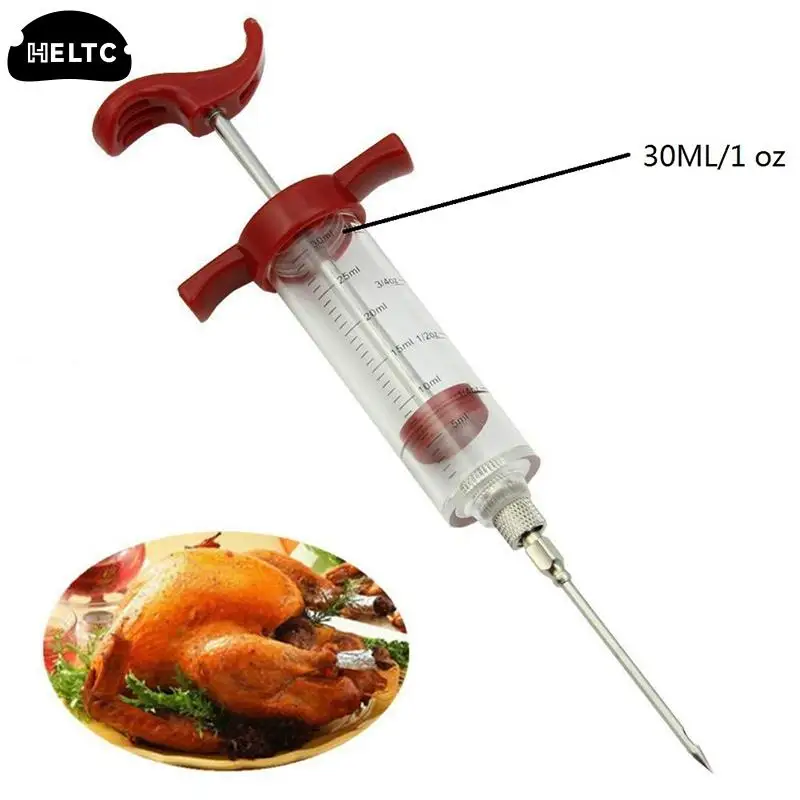 1set Spice Syringe Marinade Injector Flavor Syringe Cooking Meat Poultry Turkey Chicken Kitchen Utensils Accessories BBQ Tool meat injector syringe