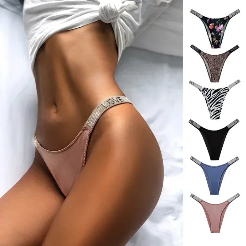 

Women Panties Shiny Rhinestone Sexy Lingerie Women Low Rise Nylon Female Underwear Secret G-string Neon Color Women Thong