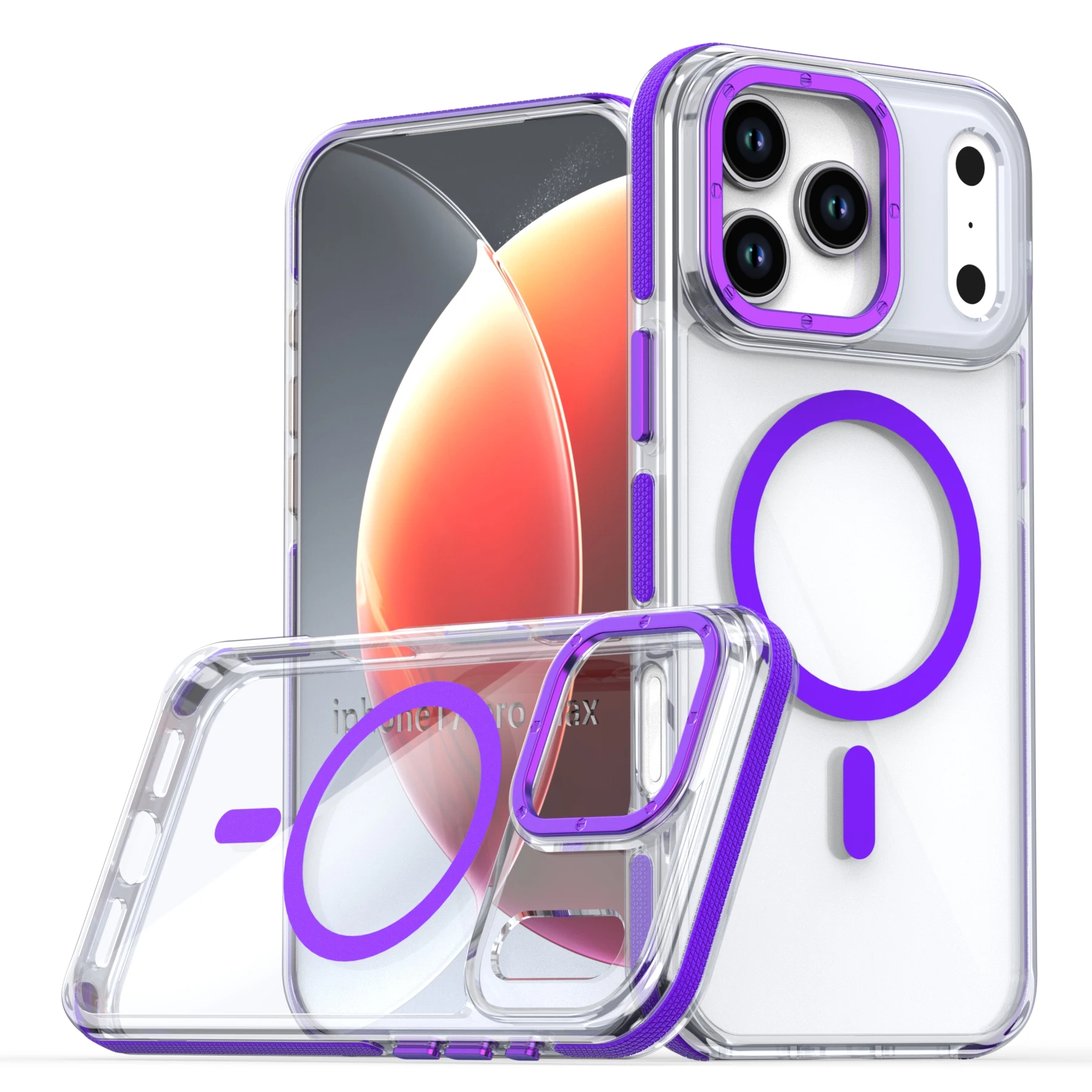 Luxury Shockproof MagSafe Wireless Charging Clear Case with Magnetic Cover