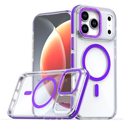 Luxury Shockproof MagSafe Wireless Charging Clear Case with Magnetic Cover - iPhone Air (PURPLE)