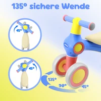 Vélo d'équilibre anti-basculement pour bébé de 12 à 36 mois, vélo pour tout-petits à 4 roues sans pédales avec siège réglable, roues silencieuses, jouet à roulettes pour intérieur et extérieur pour garçons et filles 5