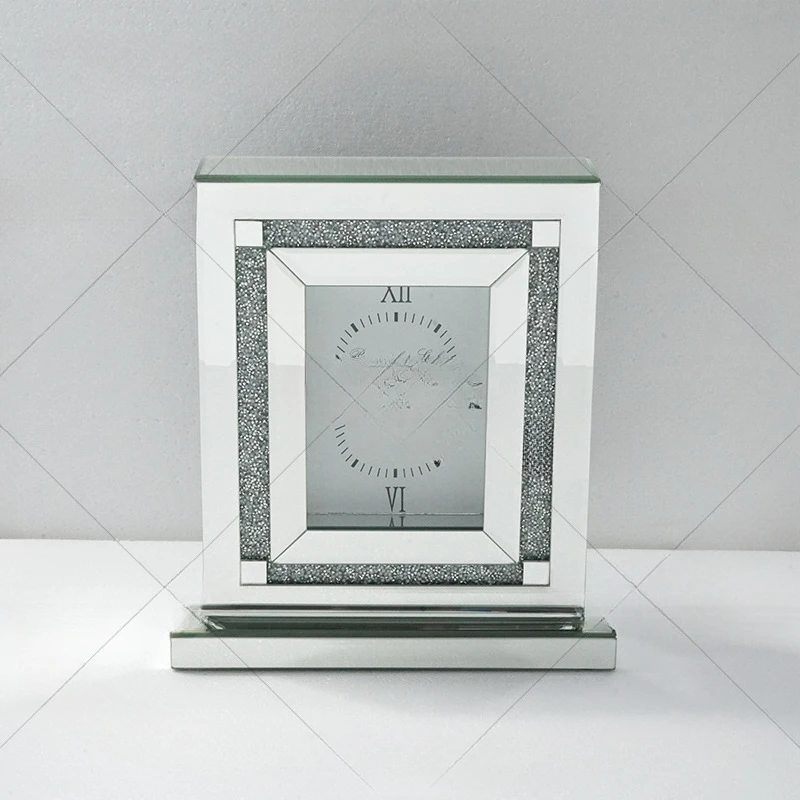 

Mirror table clocks, diamond decorations, table clocks, glass, watch ornaments, furniture, mantelplaces, table, di