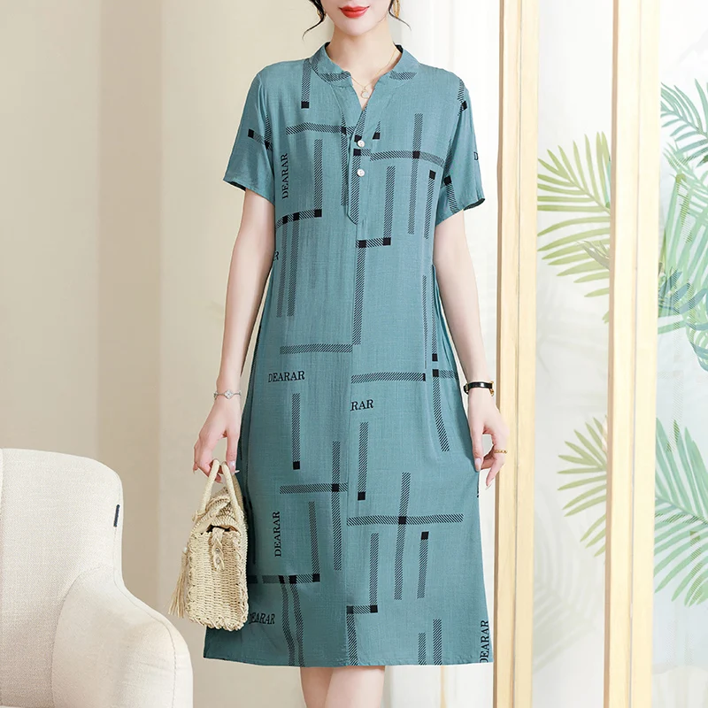 

2023summer dress short sleeve print V-neck vintage plus size Lady Vintage Floral Dress dress women elegant