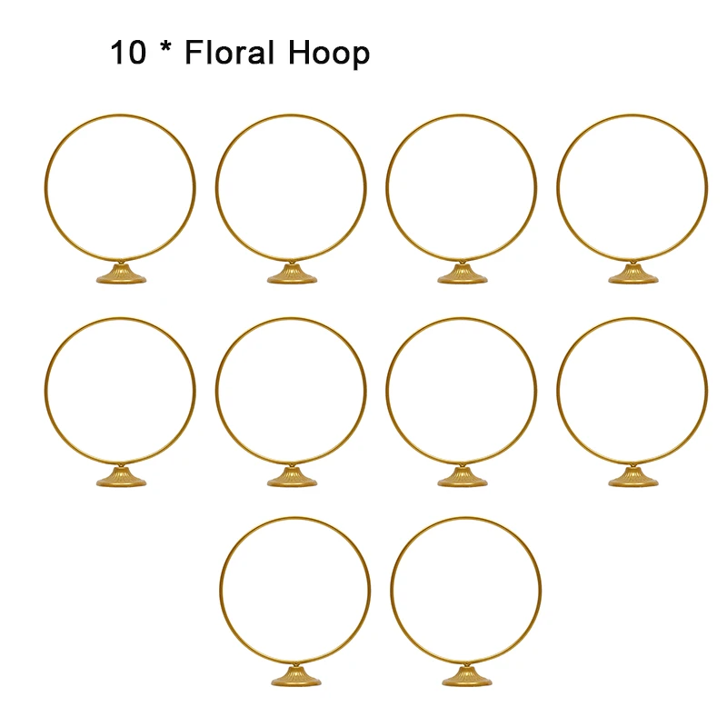 10pcs Wedding Stand Centerpieces For Tables Metal Vase Floral Hoop Party Wedding Reception Valentine's Day Events Decor Gold