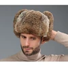 Fashion Thick Warm Bomber Hat Men Real Rabbit Fur Earflap Trapper Russian Cap Male Plus Size Winter Hats for Men Ski Russian Hat 2
