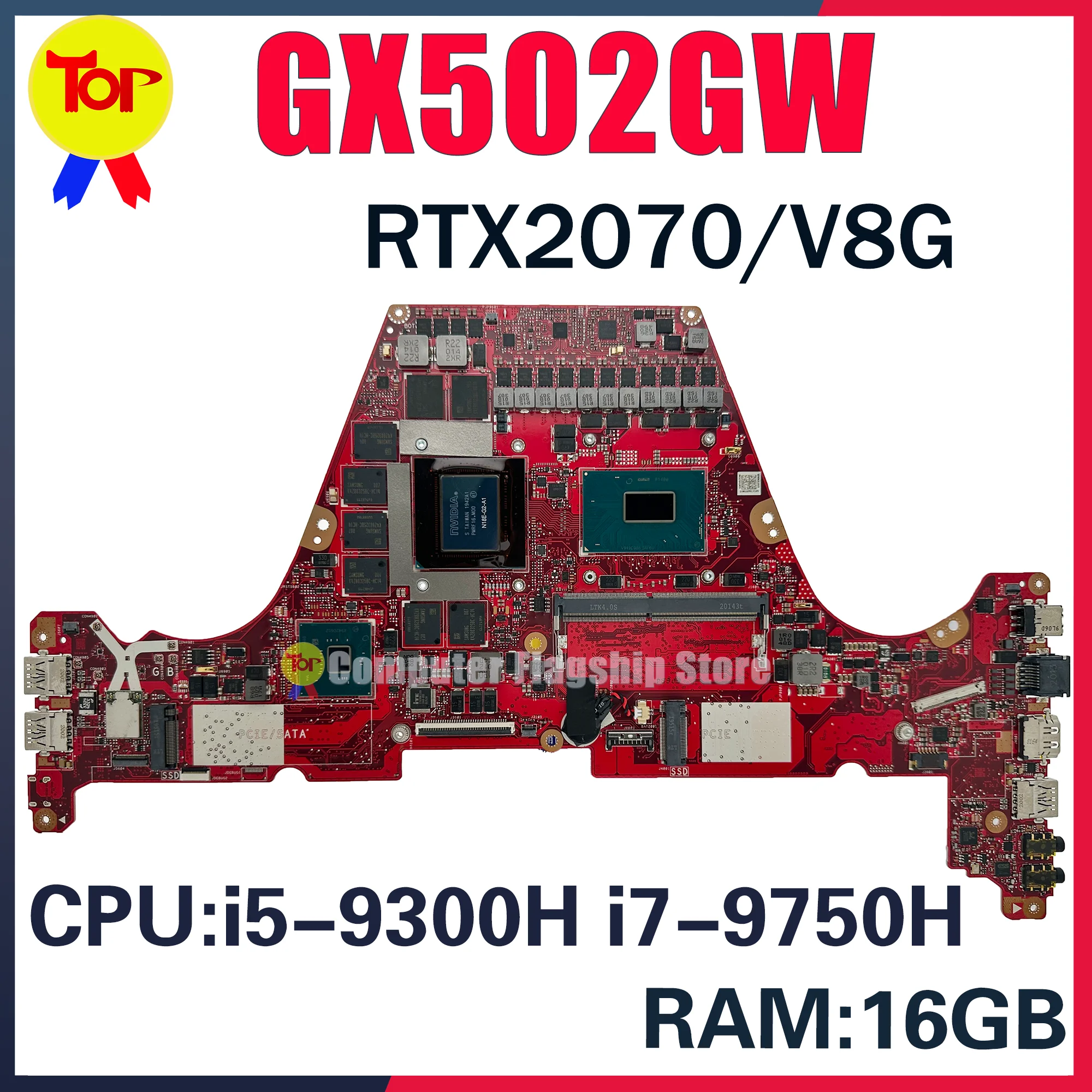 

KEFU GX502GW Mainboard For ASUS Zephyrus S GX502GU GX502GV Laptop Motherboard With i7 i5-9th RTX2070 RTX2060 GTX1660Ti 16GB-RAM