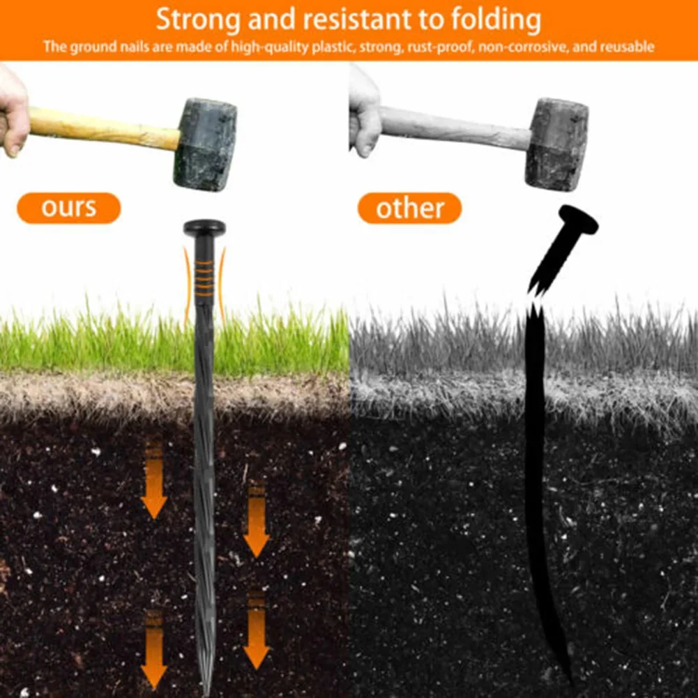 Garden Border Plastic Edging Stakes 8-Inch Landscape Anchoring Spikes Spiral Nylon Paver Weed Barriers Turf Tent Anchoring Pegs