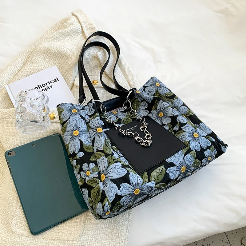 VeryMe Fashion Printing Canvas Travel Shopping Pack Large Capacity Tote Shoulder Bags For Women Casual Chain Handbags Female Bag