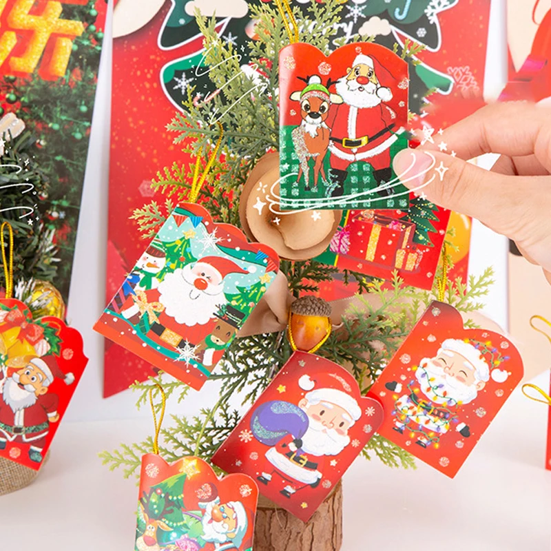 

10pcs/set Christmas Greeting Card Santa Claus Tree Elk Wishing Card Decoration Card Blessing Wish Card Gift For Children Student