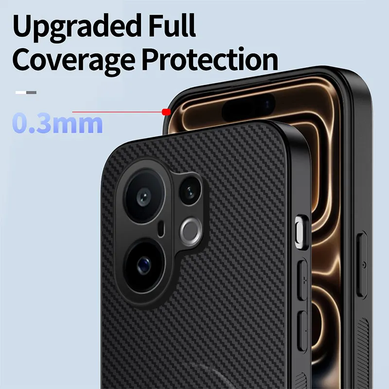 Vivo New Armor Shockproof Case with Carbon Fiber Skin Feel and Kickstand