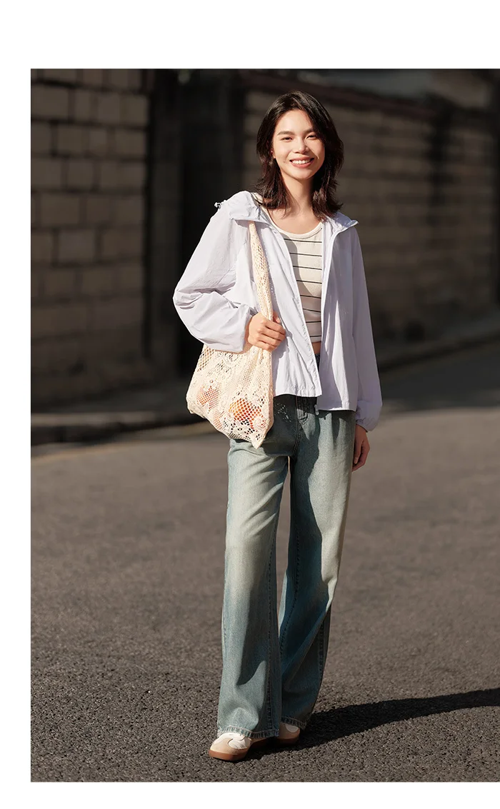 Jacket Women Splicing Mesh Hooded Jacket Loose Summer New Texture Cooling Sunscreen Clothes Hundred