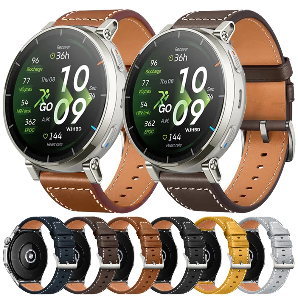 Luxury Leather Smartwatch Strap - Premium 20mm/22mm Band