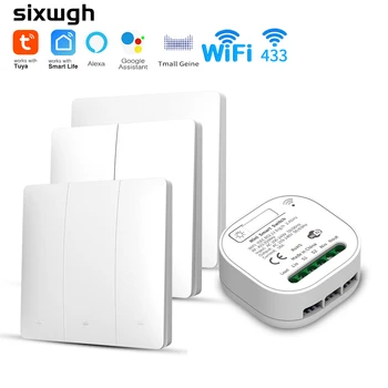 Tuya สวิตช์อัจฉริยะไม่จำเป็นต้องใช้แบตเตอรี่แผงปุ่มกันน้ำรีเลย์ควบคุมระยะไกลไร้สายไวไฟสวิตช์ติดผนัง aleax 1