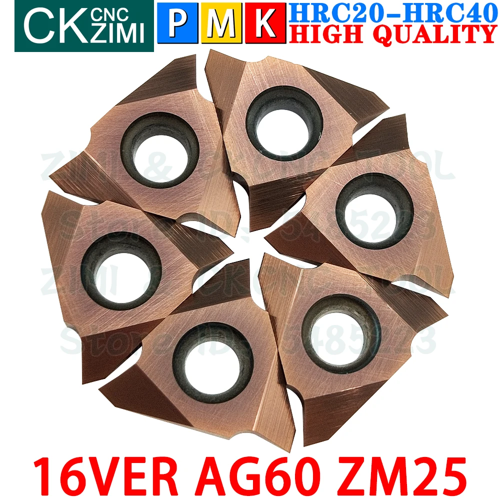 

16VER AG60 ZM25 Carbide Inserts Internal External Thread Vertical Threaded Turning Inserts Tools CNC Metal Lathe Cutting Tools