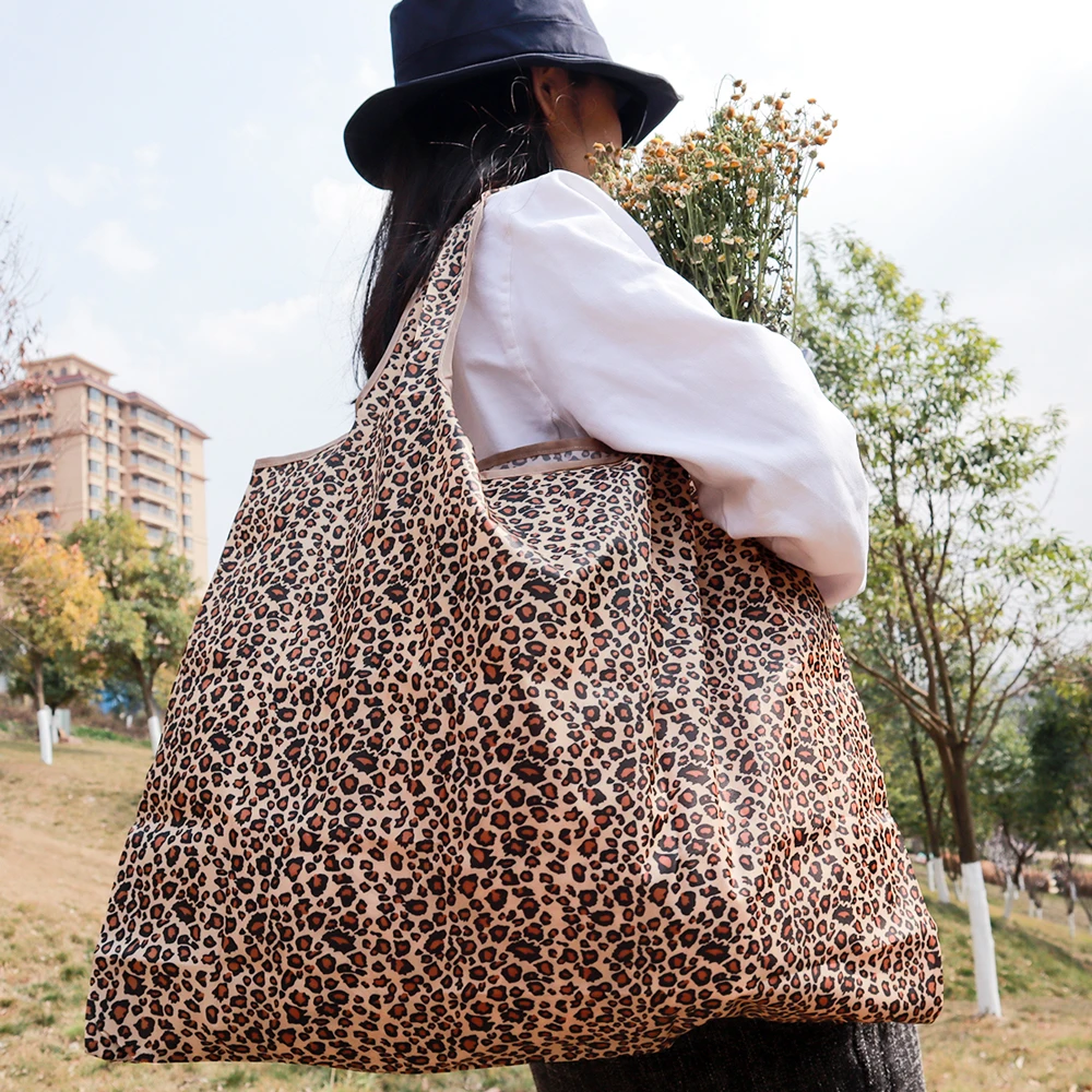 

Big Size Thick Nylon Large Tote ECO Reusable Polyester Portable Shoulder Women's Handbags Folding Pouch Shopping Bag Foldable