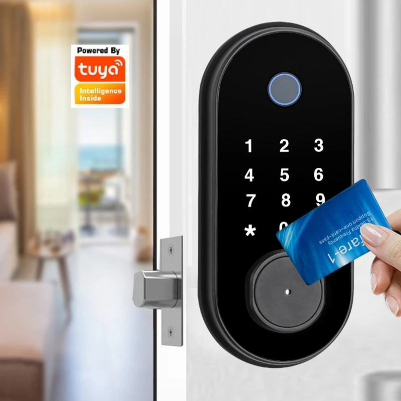 Tuya Deadbolt Fingerprint Electronic Smart Door Lock Home Anti-theft Apartment Bluetooth APP Remote Control Lock