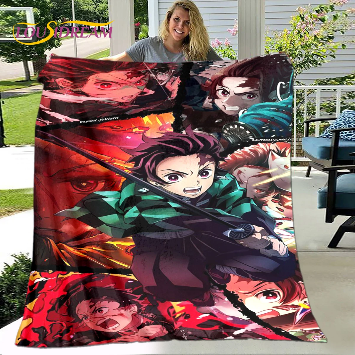 

Anime Cartoon Demon Slayer Blanket,Flannel Blanket Throw Blanket,Sherpa Warm Children's Blanket for Living Room Bedroom Beds