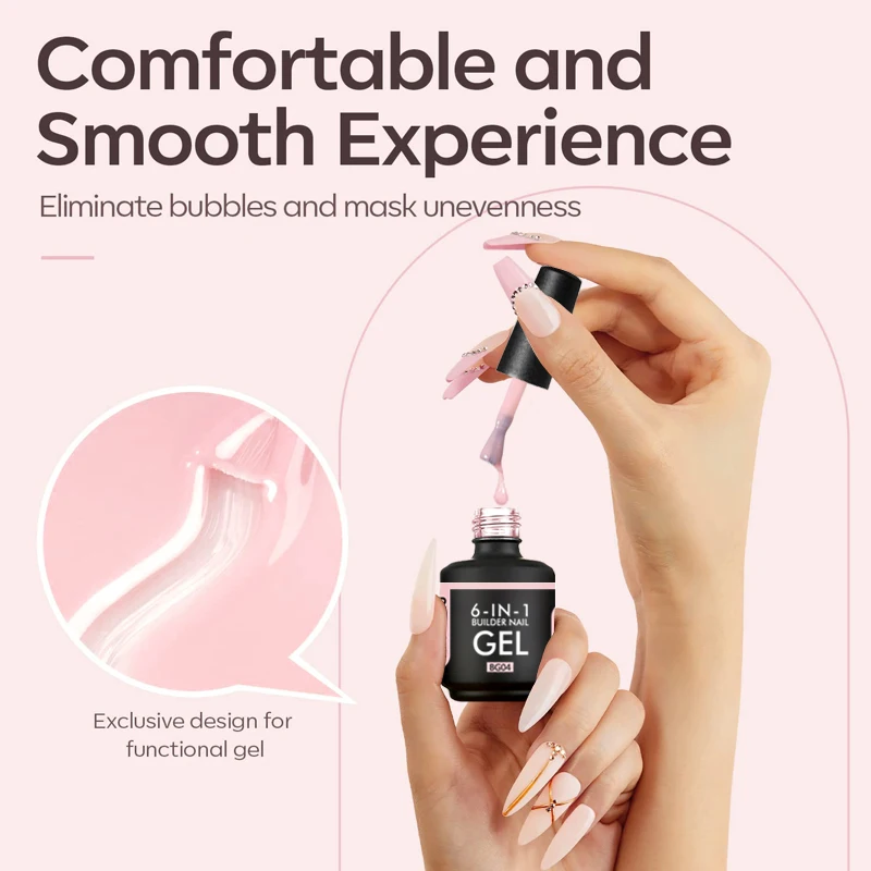 Gel Nail Polish CHUNSHU 6 IN 1 Extension Gel 15ML Builder Nail Gel In A Bottle Semi Permanent Rubber Base Coat Self-leveling UV Construction