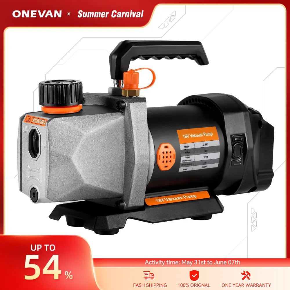 ONEVAN-bomba de vacío refrigerante 1/2HP 7CFM, refrigeración de entrada de aire 1/4 para aire acondicionado doméstico de coche para batería Makita de 18v